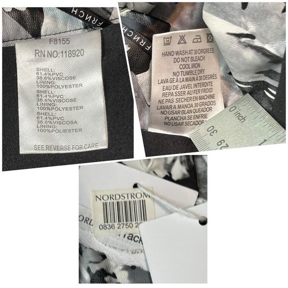 FRNCH PARISWomen Black Floral Faux Leather Circle Skirt Above Knee Sz-S NWT-FLAW - Picture 9 of 14